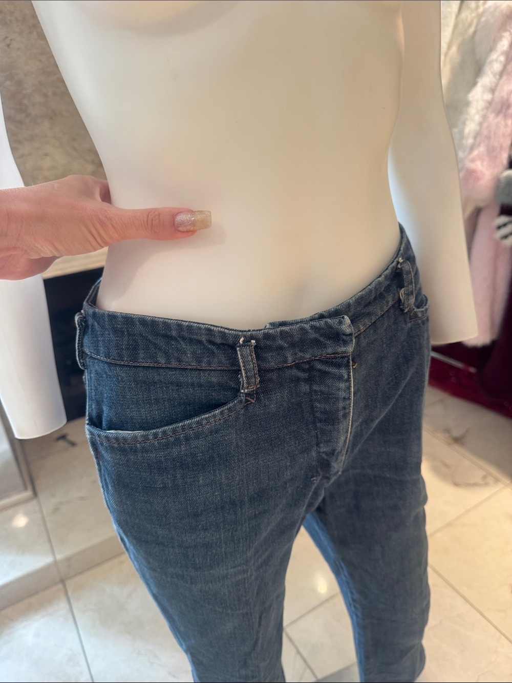 Prada Vintage Bootcut Crop Jeans Dark Wash Denim Made in Italy Size 40 Y2K - Picture 13 of 14